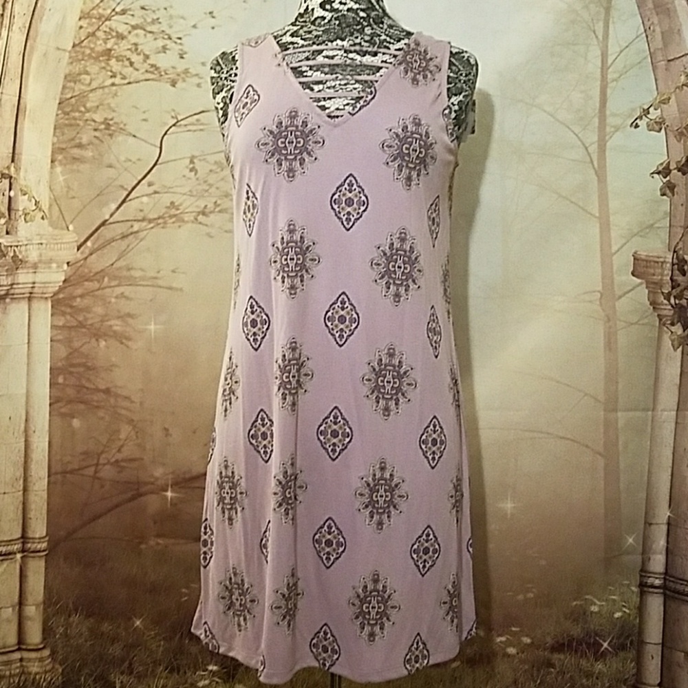 Pink Rose pink print tunic/dress, size L